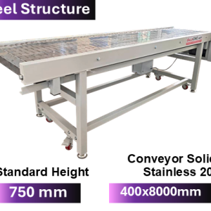 Stainless 201 Conveyor with Steel Structure - 400x8000 mm