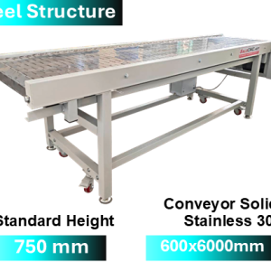 Steel Structure, Stainless 304 Conveyor, 600x6000 mm