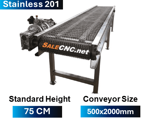 Conveyor Belt Steel Mesh, 500x2000x750 mm, Stainless 201